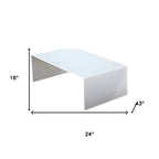 24" White Glass Sled Coffee Table