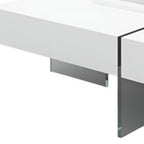 47" White And Clear Wood And Glass Square Sled Coffee Table