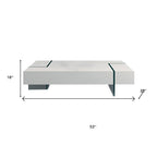 53" White And Clear Wood And Glass Sled Coffee Table