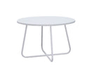 28" White Wood And Metal Round Cross Legs Coffee Table