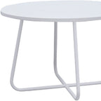 28" White Wood And Metal Round Cross Legs Coffee Table