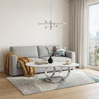 32" White And Silver Ceramic Tile And Metal Round Abstract Coffee Table