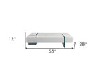 53" White And Clear Wood And Glass Sled Coffee Table