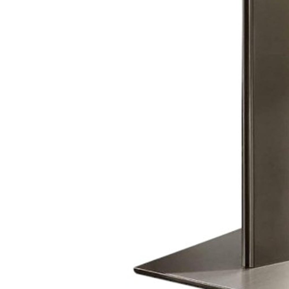 28" White and Silver Genuine Marble and Stainless Steel Pedestal Coffee Table