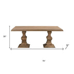 75" Brown Solid Wood Double Pedestal Base Dining Table