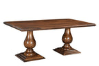 75" Brown Solid Wood Double Pedestal Base Dining Table