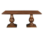 75" Brown Solid Wood Double Pedestal Base Dining Table