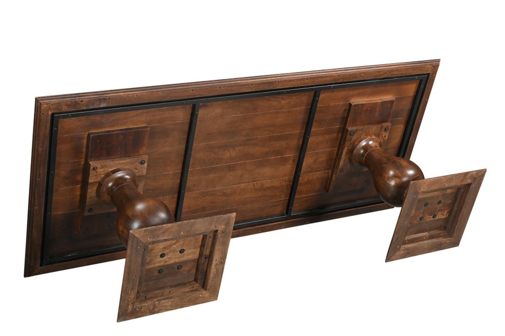 75" Brown Solid Wood Double Pedestal Base Dining Table