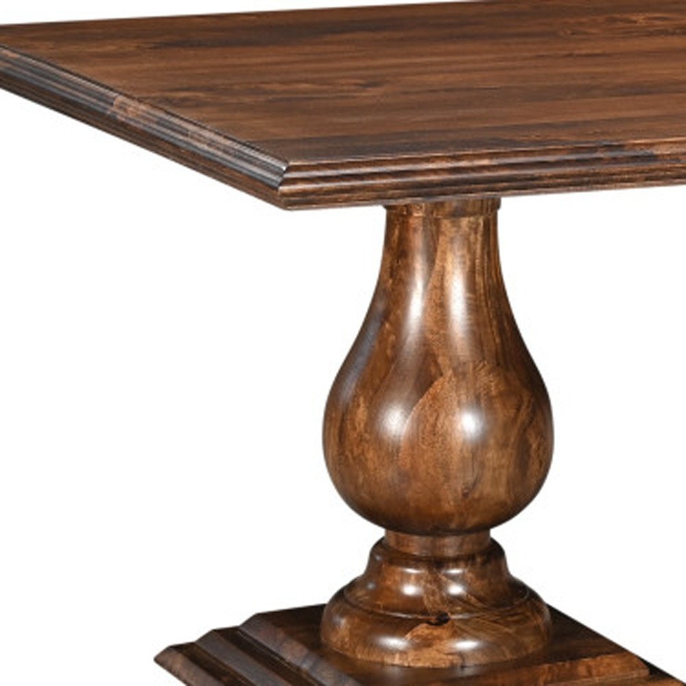 75" Brown Solid Wood Double Pedestal Base Dining Table
