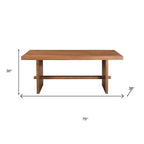 75" Brown Solid Wood Trestle Base Dining Table