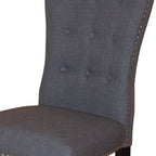 Set of Two Gray and Brown Fabric And Wood Dining Side Chairs