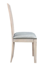 Set of Two Gray and Natural Fabric And Wood Slat Back Dining Side Chairs