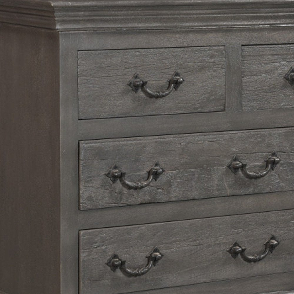 64" Brown Solid Wood Seven Drawer Double Dresser