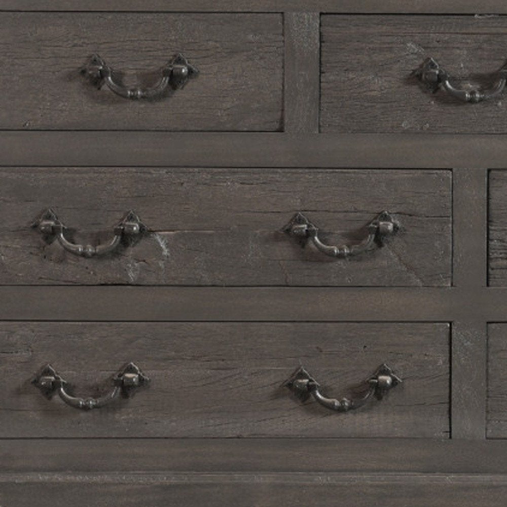 64" Brown Solid Wood Seven Drawer Double Dresser