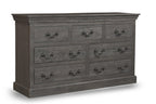 64" Brown Solid Wood Seven Drawer Double Dresser