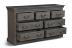 64" Brown Solid Wood Seven Drawer Double Dresser