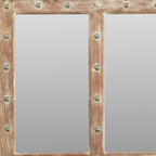 60" Brown Solid Wood Geometric Framed Accent Mirror