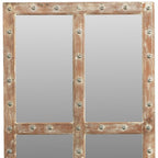 60" Brown Solid Wood Geometric Framed Accent Mirror