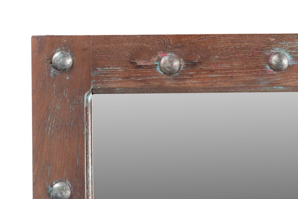 60" Brown Solid Wood Geometric Framed Accent Mirror
