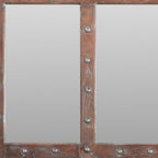 60" Brown Solid Wood Geometric Framed Accent Mirror
