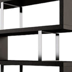 67" Espresso And Silver Metal and Wood Three Tier Etagere Bookcase