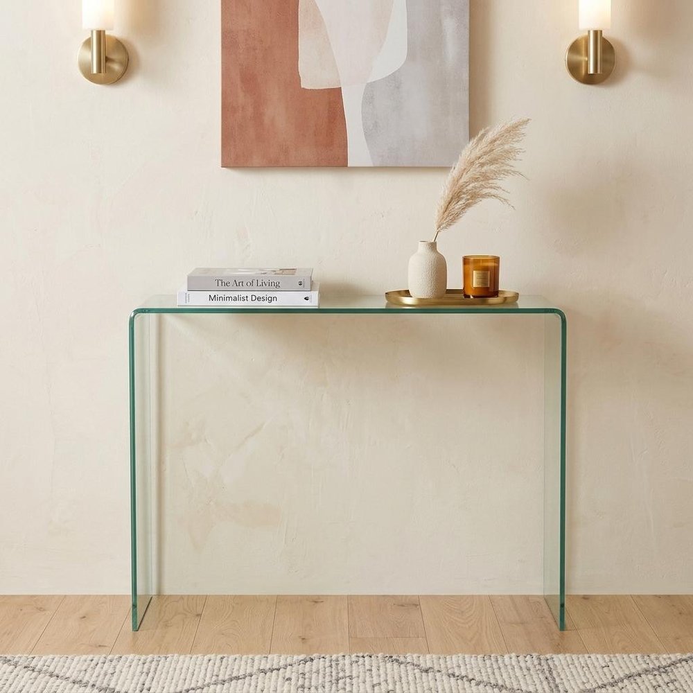 43" Clear Glass Frame Console Table