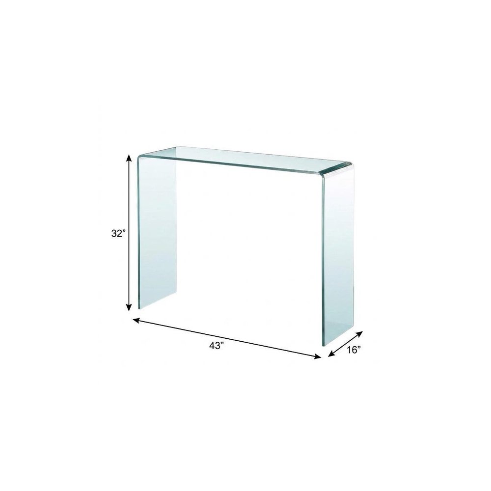 43" Clear Glass Frame Console Table