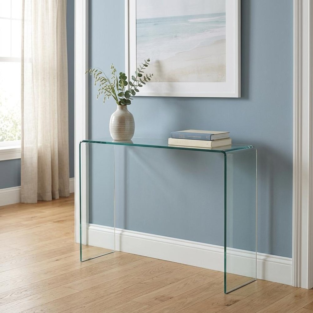 43" Clear Glass Frame Console Table