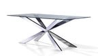 72" Clear and Gold Glass and Metal Cross Leg Base Dining Table