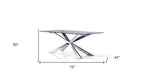 72" Clear and Gold Glass and Metal Cross Leg Base Dining Table