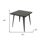 32" Gray Steel and Metal Square Dining Table