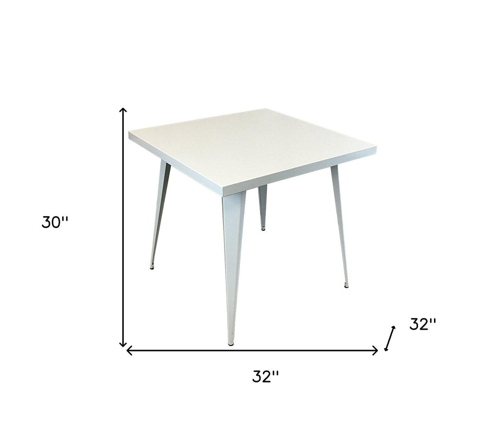 32" Gray Steel and Metal Square Dining Table
