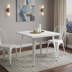 32" Gray Steel and Metal Square Dining Table