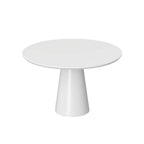 42" White Wood and Metal Pedestal Base Round Top Dining Table