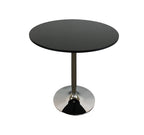 36" Black and Silver Wood and Metal Pedestal Base Round Top Dining Table