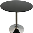 36" Black and Silver Wood and Metal Pedestal Base Round Top Dining Table