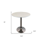 36" Black and Silver Wood and Metal Pedestal Base Round Top Dining Table