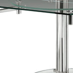 40" Clear and Silver Glass and Metal Self-Storing Leaf Motion Extendable Dining Table