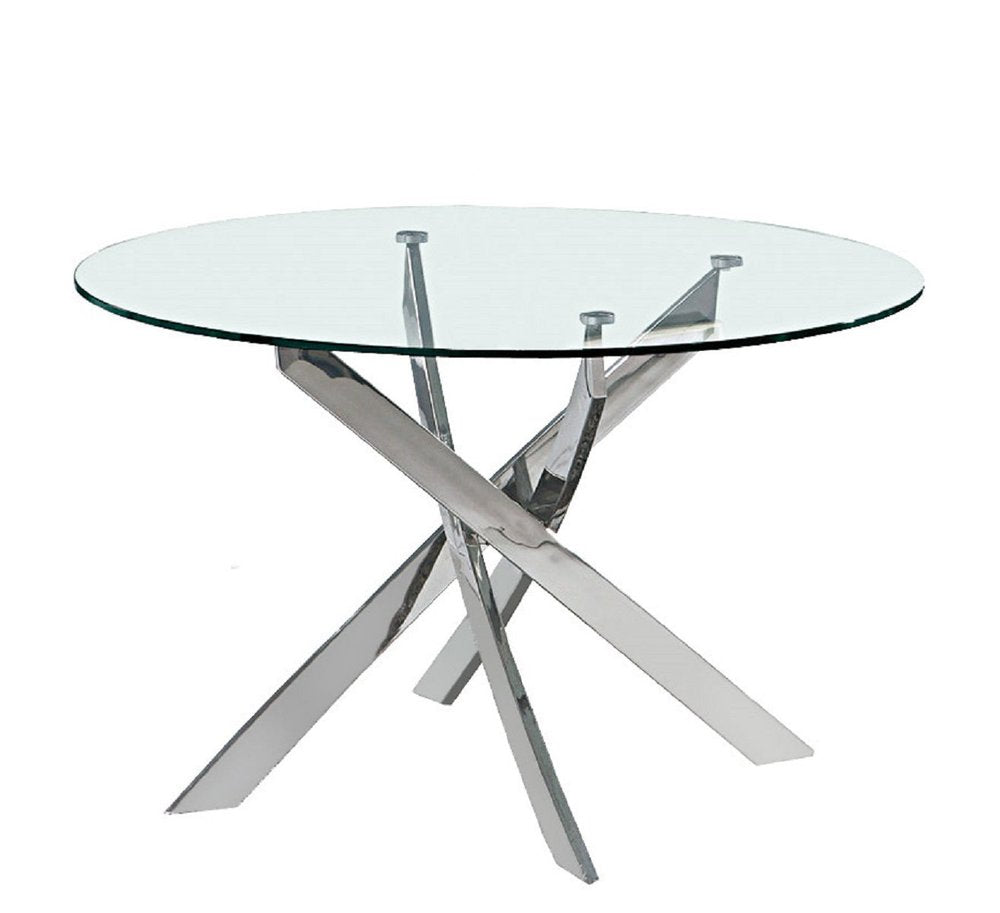 48" White and Gold Wood and Metal Cross Leg Base Round Top Dining Table