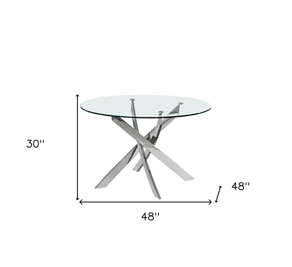 48" White and Gold Wood and Metal Cross Leg Base Round Top Dining Table