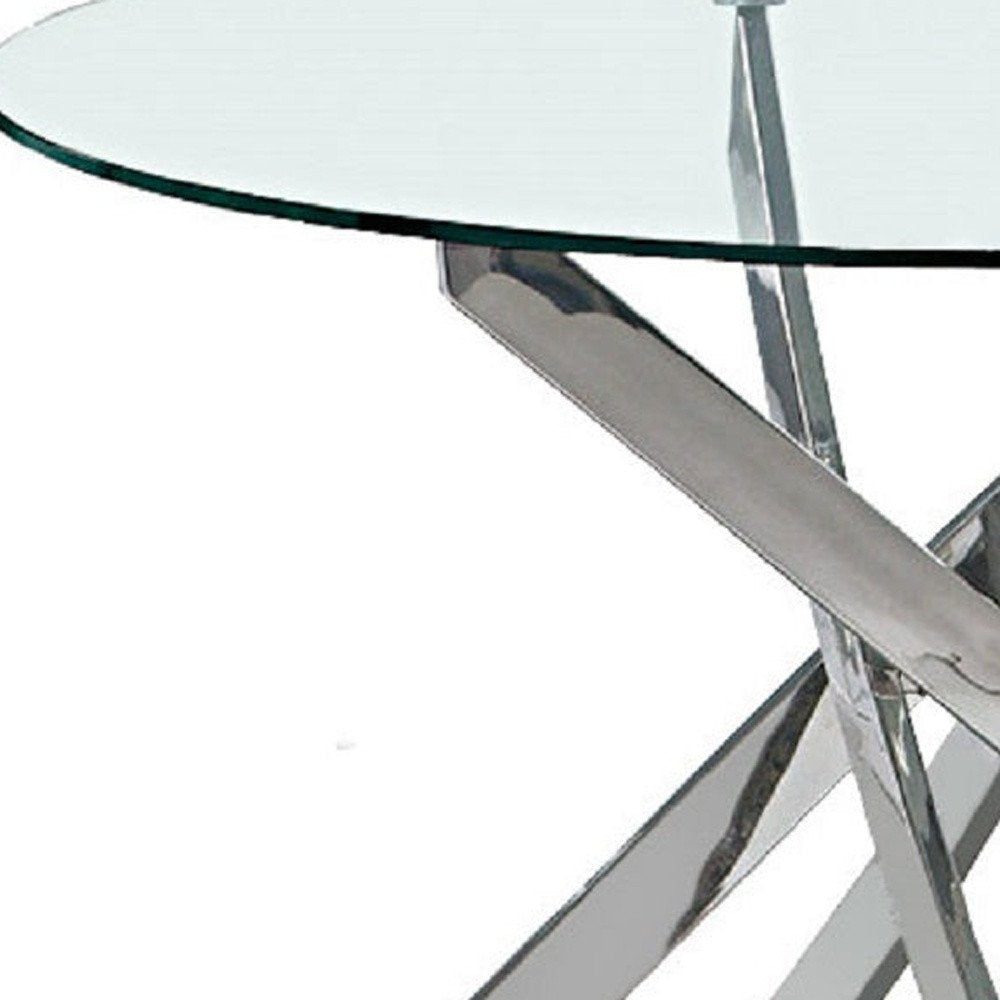 48" White and Gold Wood and Metal Cross Leg Base Round Top Dining Table