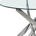 48" White and Gold Wood and Metal Cross Leg Base Round Top Dining Table