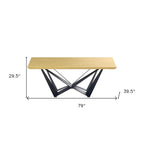 79" Natural and Black Wood and Metal Trestle Base Dining Table