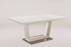 71" Gray Wood and Metal Self-Storing Leaf Pedestal Base Extendable Dining Table