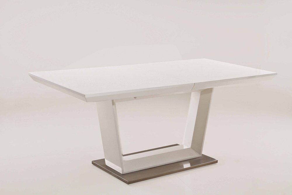 71" Gray Wood and Metal Self-Storing Leaf Pedestal Base Extendable Dining Table