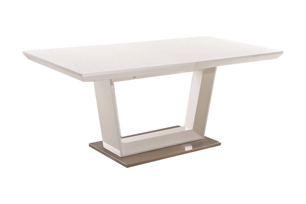 71" Gray Wood and Metal Self-Storing Leaf Pedestal Base Extendable Dining Table