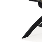 47" Gray White and Black Ceramic and Metal Self-Storing Leaf Cross Leg Base Oval Extendable Dining Table