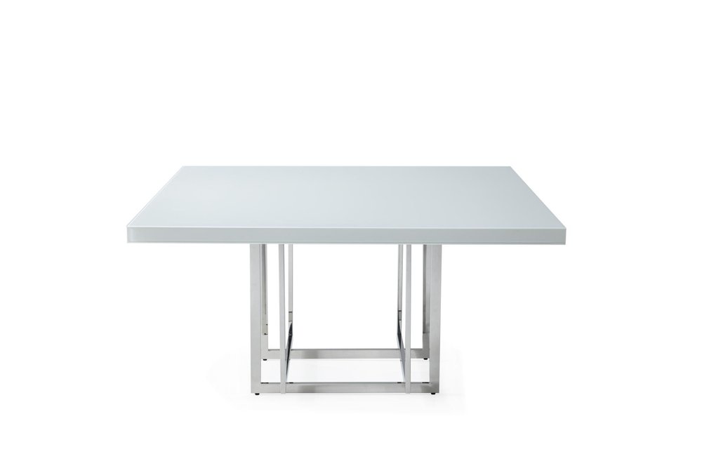 59" White and Gold Wood and Metal Pedestal Base Square Dining Table