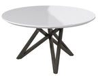 47" Brown and Gray Wood and Stainless Steel Cross Leg Base Round Top Dining Table