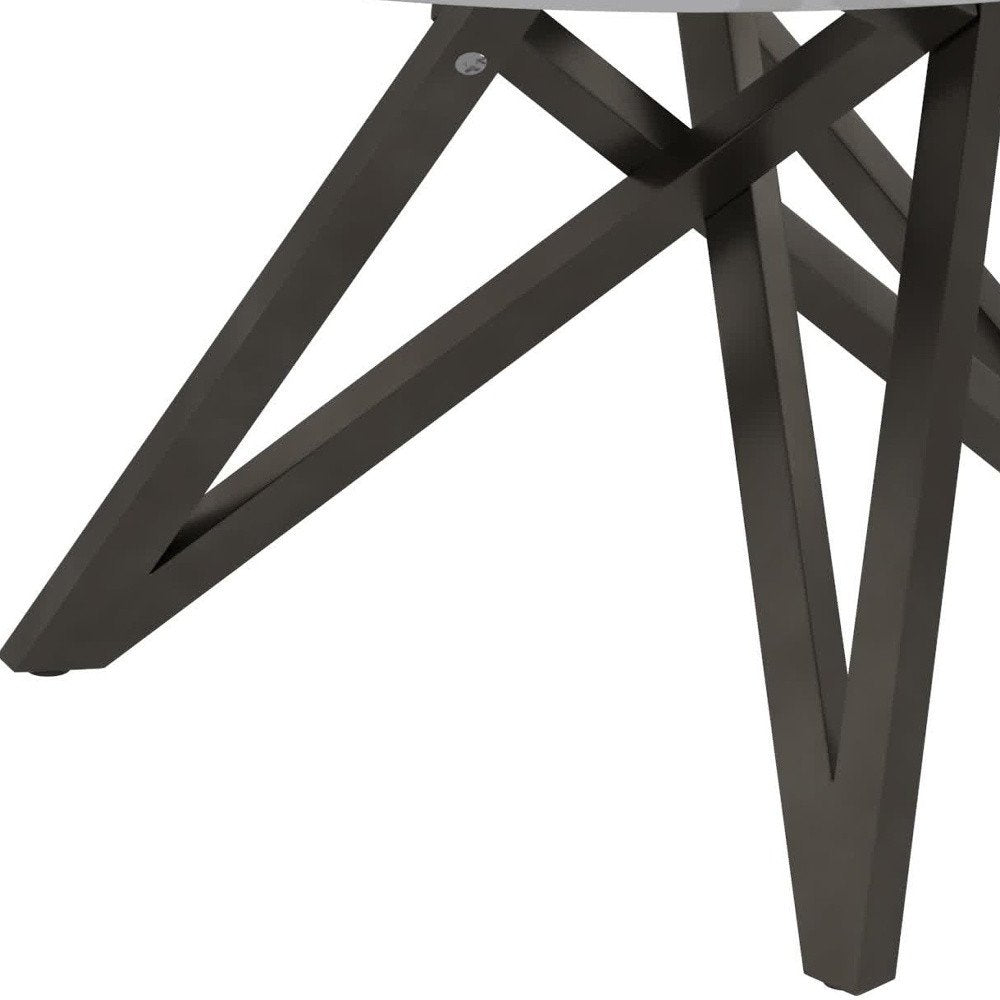 47" Brown and Gray Wood and Stainless Steel Cross Leg Base Round Top Dining Table